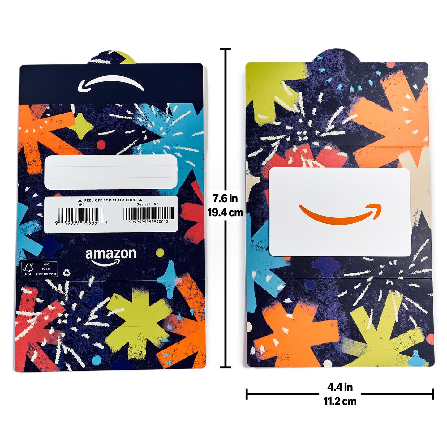 Amazon Physical Gift Card in Mini Envelope - Dazzling Fireworks | New Years, Christmas, Birthday, Graduation, Congrats