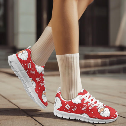Jeiento Women's Running Shoes Casual Breathable Athletic Tennis Sneakers Christmas Hat Snowman,Red