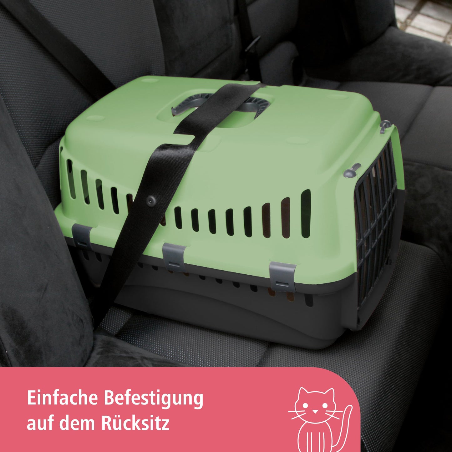 Kerbl Transport Box Expedion with Plastic Door, 45x 30 x 30 cm, Green/ Dark Grey