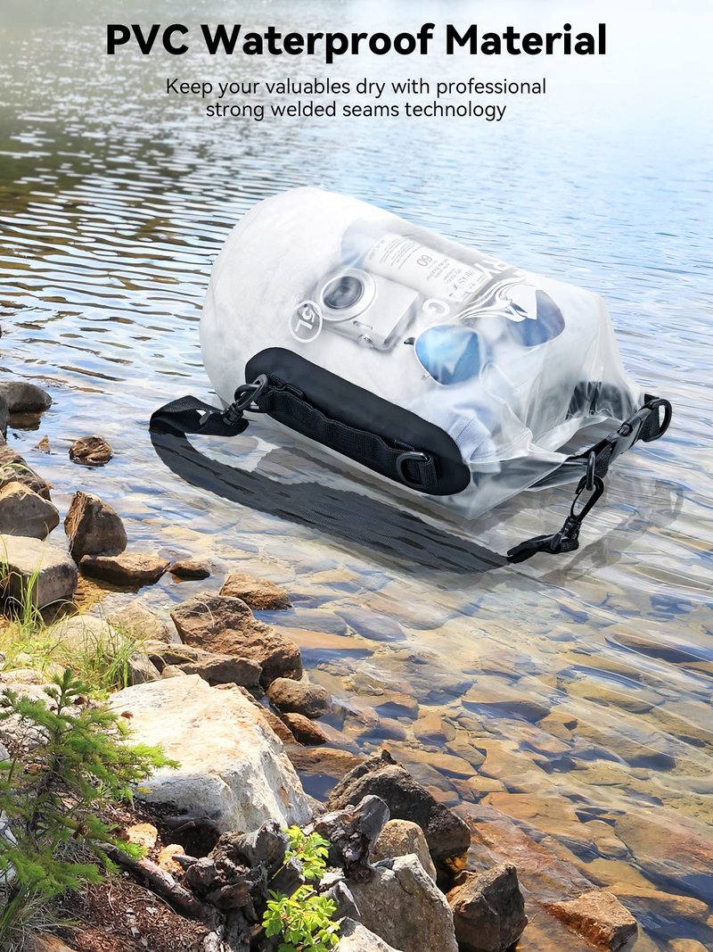HEETA Dry Bag Waterproof for Women Men, Roll Top Lightweight Dry Storage Bag Backpack with Phone Case for Travel Swimming Boating Kayaking Paddle Board Camping Beach Accessories (White, 5L)