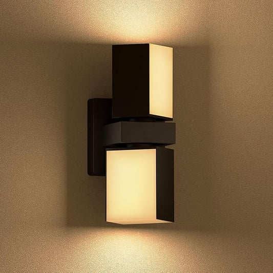 XMCOSY+ Outdoor Wall Light, 1400LM Smart RGBCW Outdoor Wall Sconce Lights, Adjustable Dual-Head LED Porch Light, WiFi APP Control, Alexa Compatible, IP65 Waterproof Outside Lights for House, 1 Pack