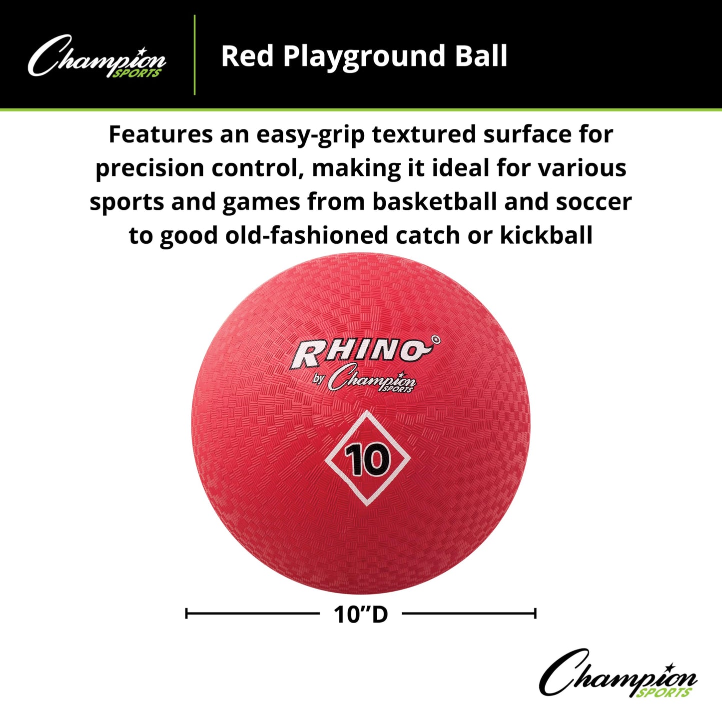 Champion Sports 10 Inch Playground Ball, Red
