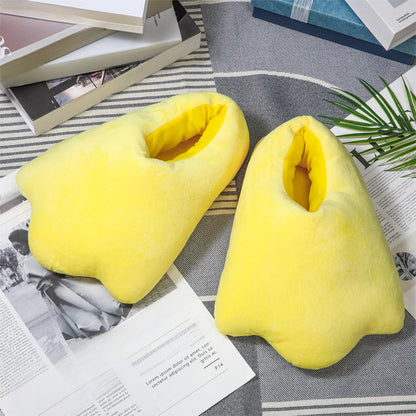 Meanplan Duck Slippers, Winter Feet Slippers Yellow Cartoon Shoes Fluffy Claw Paw Shoes Halloween Party Gift(Size 6.5-8.5)