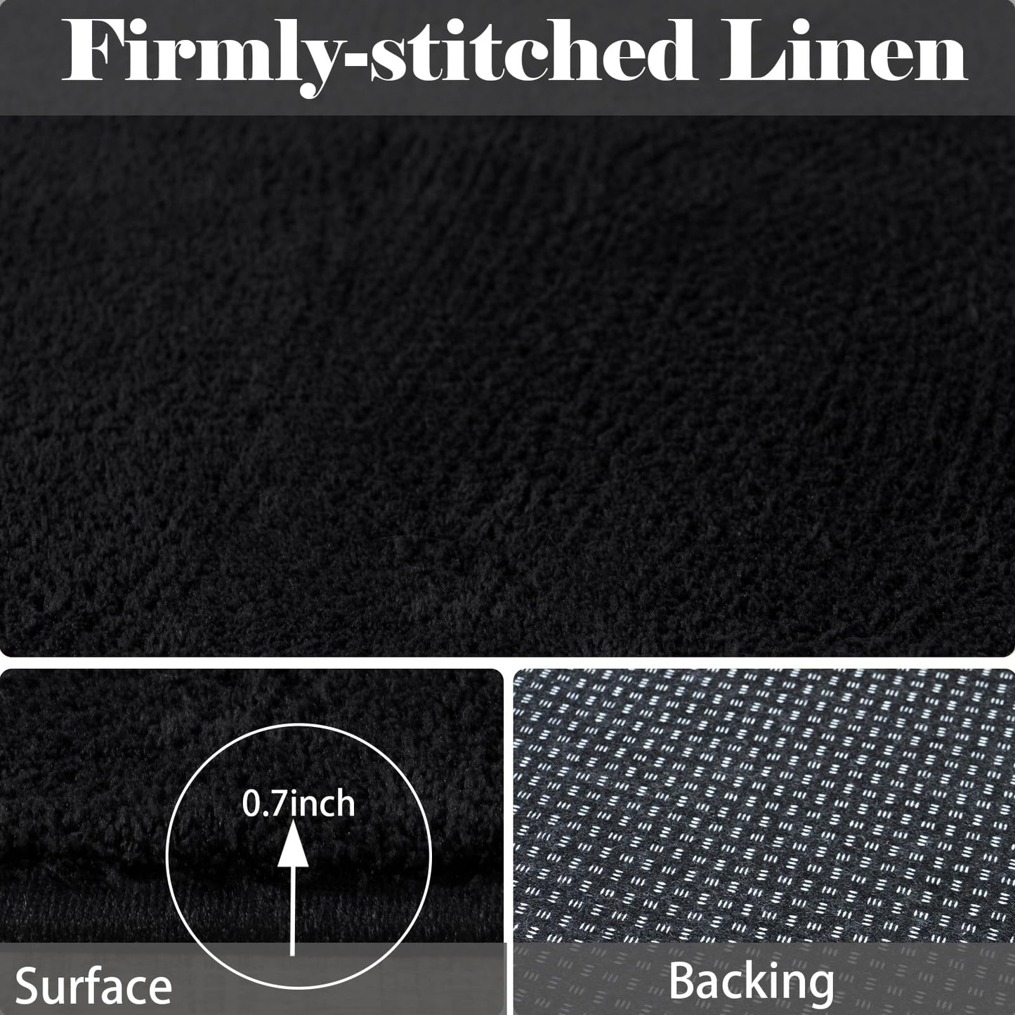 QDUIDU Large Area Rugs for Bedroom Living Room - 4x6 Feet Ultra Soft Black Rug Thickened with Memory-Foam, Solid Modern Minimalist Carpets for Home Decor, Non-Slip and Comfy Nursery Room Rugs