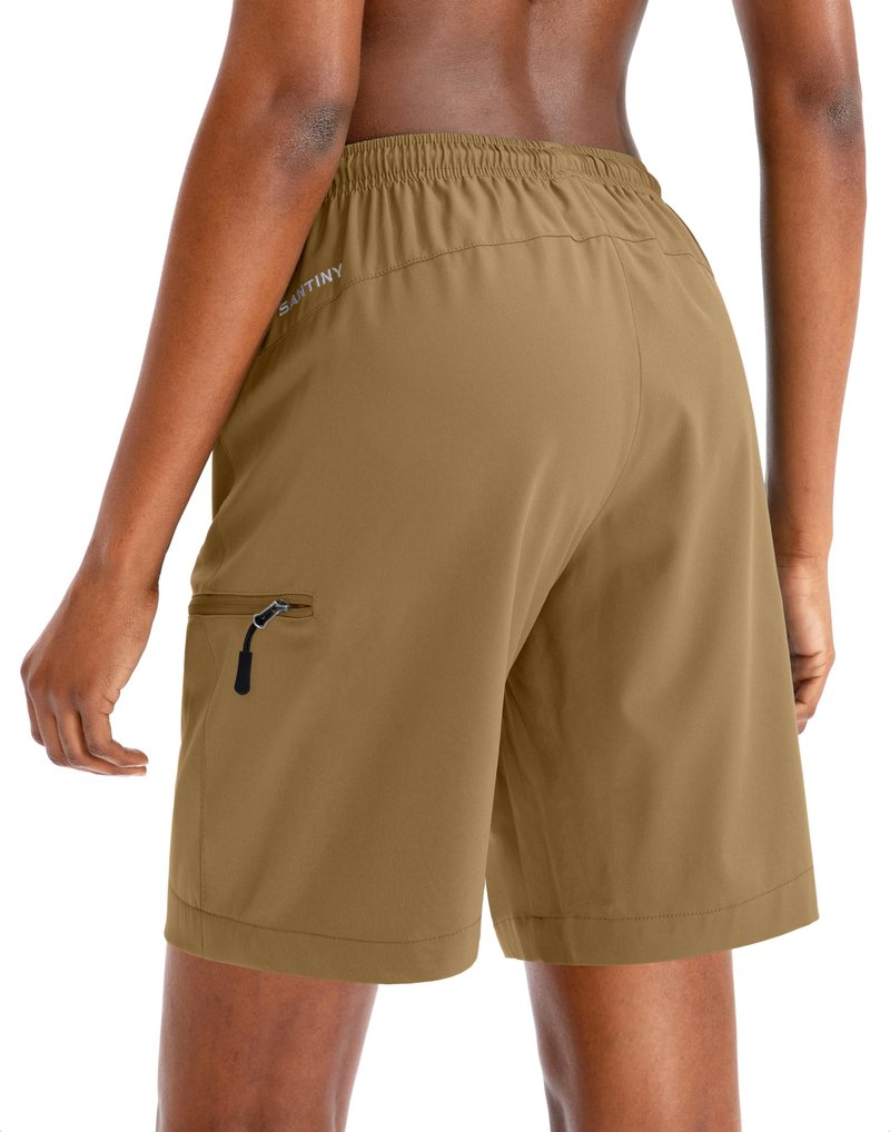 SANTINY Women's 5''/ 7''/9'' Hiking Cargo Shorts Quick Dry Lightweight Summer Shorts for Women Athletic Zipper Pockets(Dark Khaki_M)