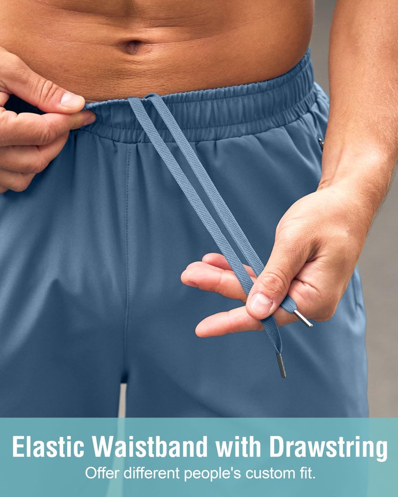G Gradual Men's Athletic Running Shorts with Zipper Pockets Quick Dry 7"/ 5"/ 9" Workout Gym Shorts for Basketball Hiking(Federalblue,7S)