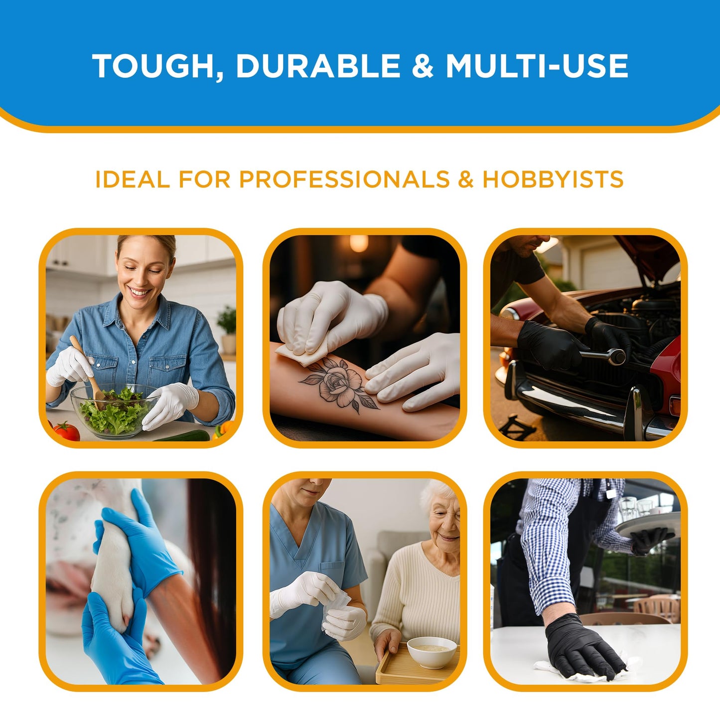 ISC Hygiene & Safety Nitrile Gloves 8 M Medium blue box of 100 powder free latex free eudermic disposable examination gloves nonsterile ambidextrous commercial use