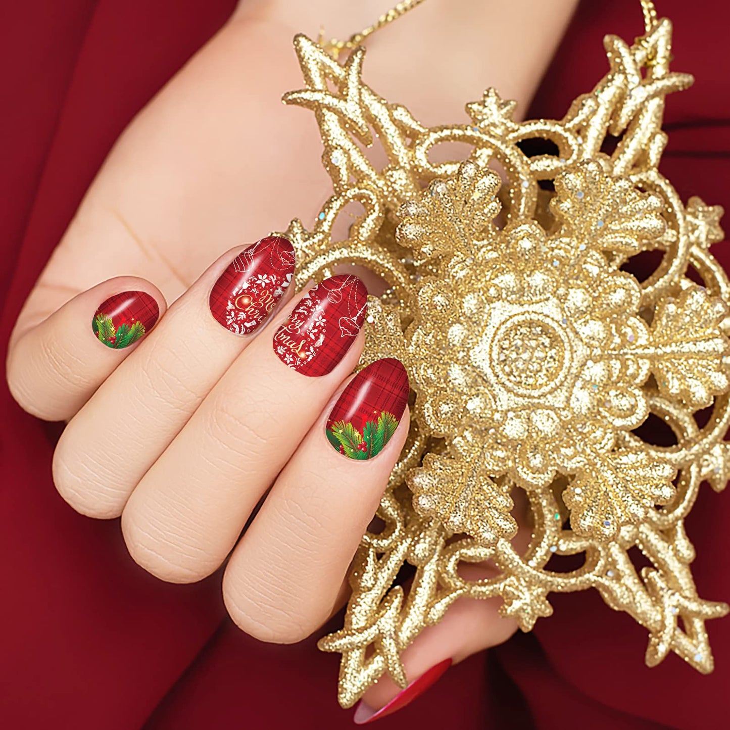 16 Sheets Holiday Nail Wraps Stickers, Halloween & Christmas All Seasonal Full Nail Polish Strips, DIY Self-Adhesive Fall Winter Nail Art Decals with 2 Piece Nail Files for Party Decor (224 Pieces)