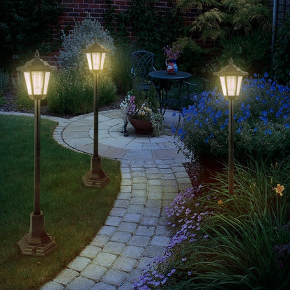 Guaranteed4Less LED Garden Lights Lamp Post Solar Powered Lantern Patio Pathway Walkway Outdoor (2),Black