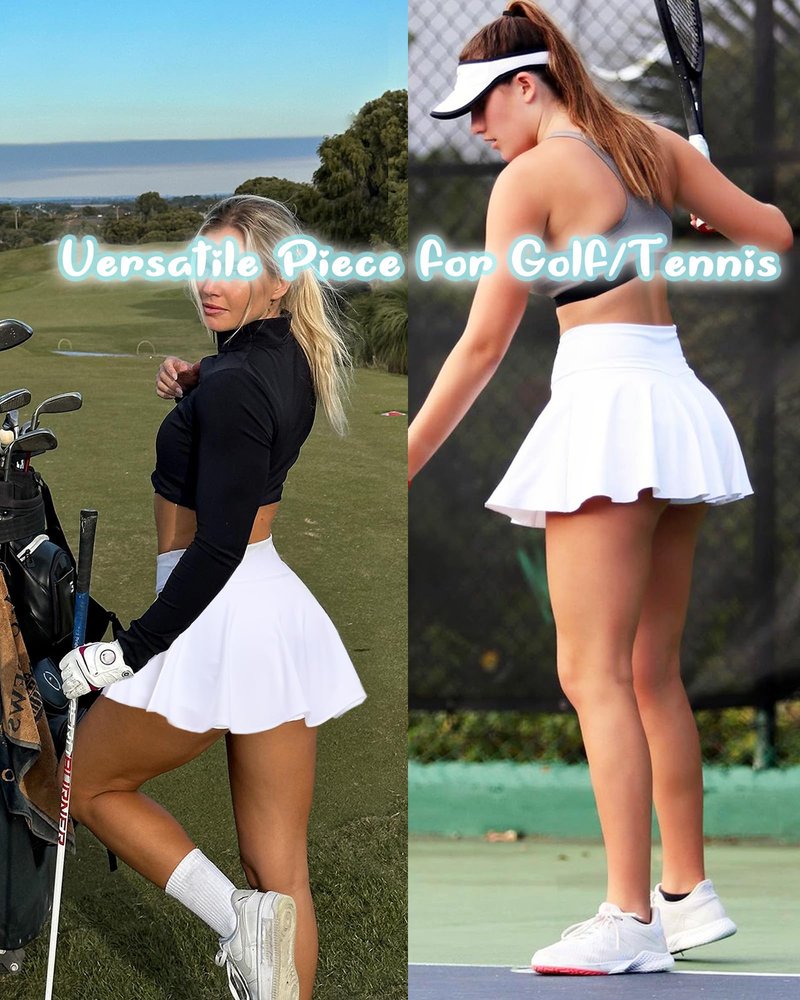 OZICERD Women Golf Skort Tennis Skirt with Pockets Shorts High Waisted Pleated Mini Skirt Athletic Skorts Pickleball Skirts White M