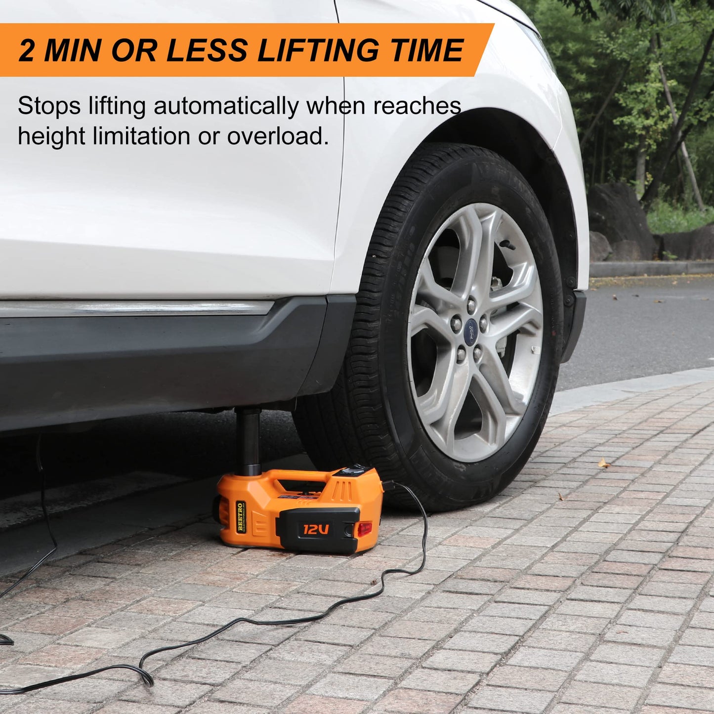 BEETRO 3 in 1 Electric Hydraulic Car Jack with Tire Inflator Pump, 5T(11000 lbs) Electric Car Floor Jack, DC 12V Electric Car Jack for an Emergency Tire Change,Lifting Range 6-17.7 inch