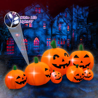 SEASONBLOW 7 Ft Halloween Inflatable Pumpkin Patch Family Decoration Jack-o-Lantern Decor for Lawn Yard Home Party Indoors Outdoors