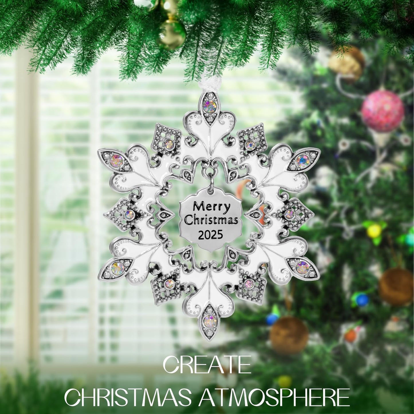 Laraine Christmas Tree Ornaments – 2025 Decorative Hanging Pendant of Car Charm Holiday Keepsake Gift Home Decor (Snowflake (2025))