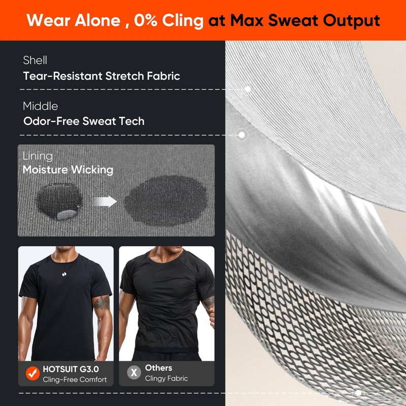 HOTSUIT Sauna Shirt for Men Weight Loss Heat Trapping Vest Workout Sweat Suits Fat burning Tops for Gym Exercise Boxing Black XL