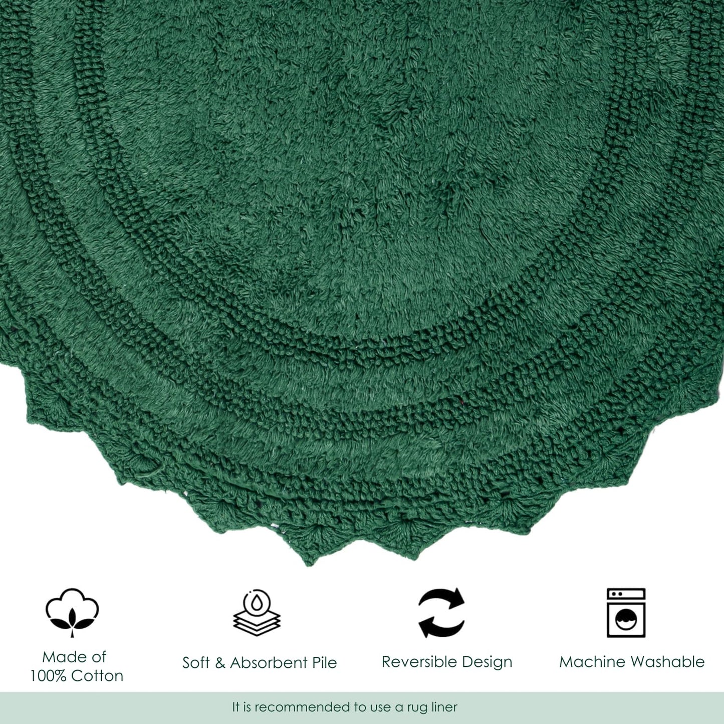 RAJRANG Foliage Green Oval Cotton Bathroom Rug – 34x21 Inch Reversible Crochet Bathroom Rug – Soft, Absorbent, Handmade Boho Rug for Spa, Kitchen, or Entryway