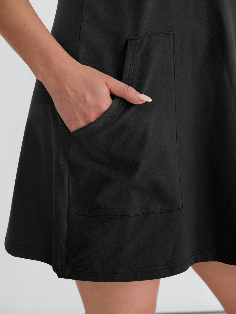 ANRABESS Women Athletic Tennis Dress 2026 Summer Square Neck Active Romper Built in Shorts Casual Athleisure Mini Dresses Black Medium