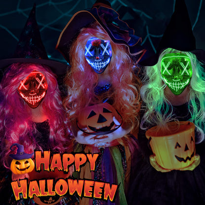 Jsdoin Halloween Masks, Scary LED Purge Mask, Light up Mask Cosplay, LED Rave Face Mask Costume 3 Lighting Modes, Halloween Face Masks for Men Women Kids (Red)