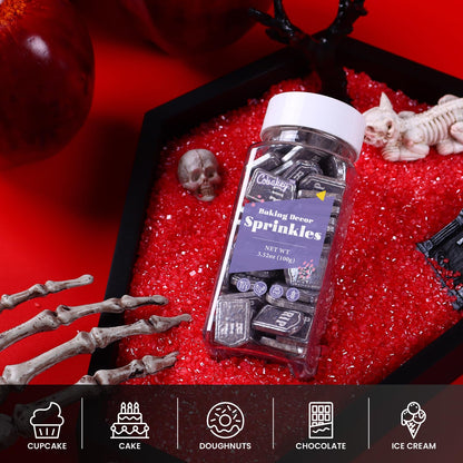 Tombstone Sprinkles for Cake Decorating, Silver Grey Sprinkles Perfect for Horror Dessert Party 3.52 Ounce