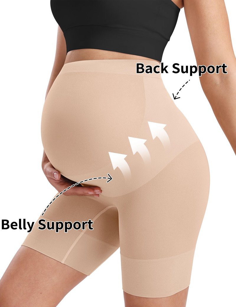 Peauty Maternity Shapewear Underwear for Under Dresses Belly Bands Pregnant Women Pregnancy Belly Band Pregnancy Shapewear Shorts Summer Maternity Dress Clothes Baby Shower Photoshoot (Nude L)