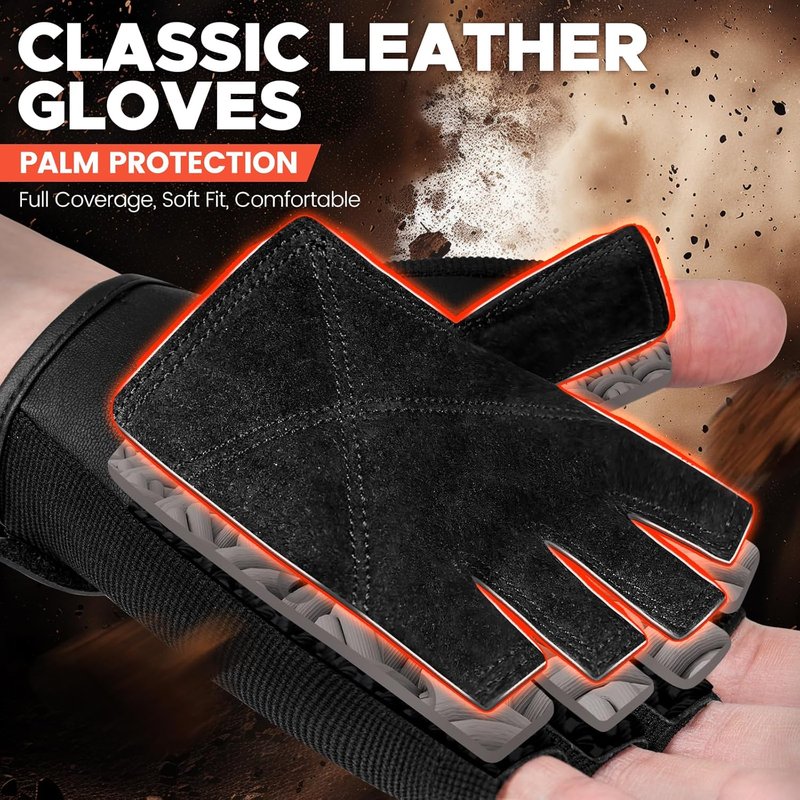 BEACE Weight Lifting Gym Gloves - Anti-Slip Leather Palm for Workout & Fitness | Unisex