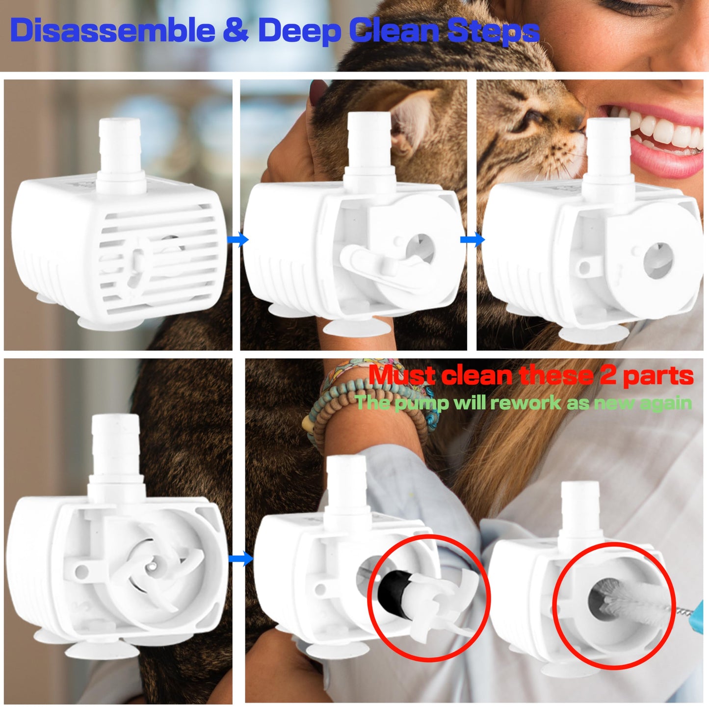 Homtyler Cat Water Fountain, Stainless Steel Pet Water Fountain for Cats Inside, 3 Filters&Ultra-Quiet Pump, 2.2L/73oz Automatic Dog Dispenser Water Bowl, Multiple Pets Water Fountain