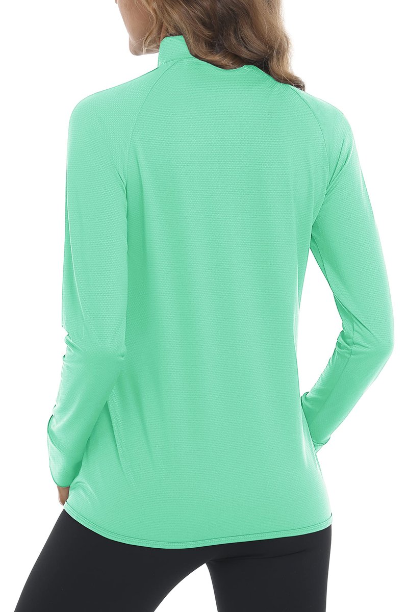 MAGCOMSEN Women's Running Jacket Lightweight Quick Dry Long Sleeve Shirts Sun Protection Shirts Jacket Women Mint Green S