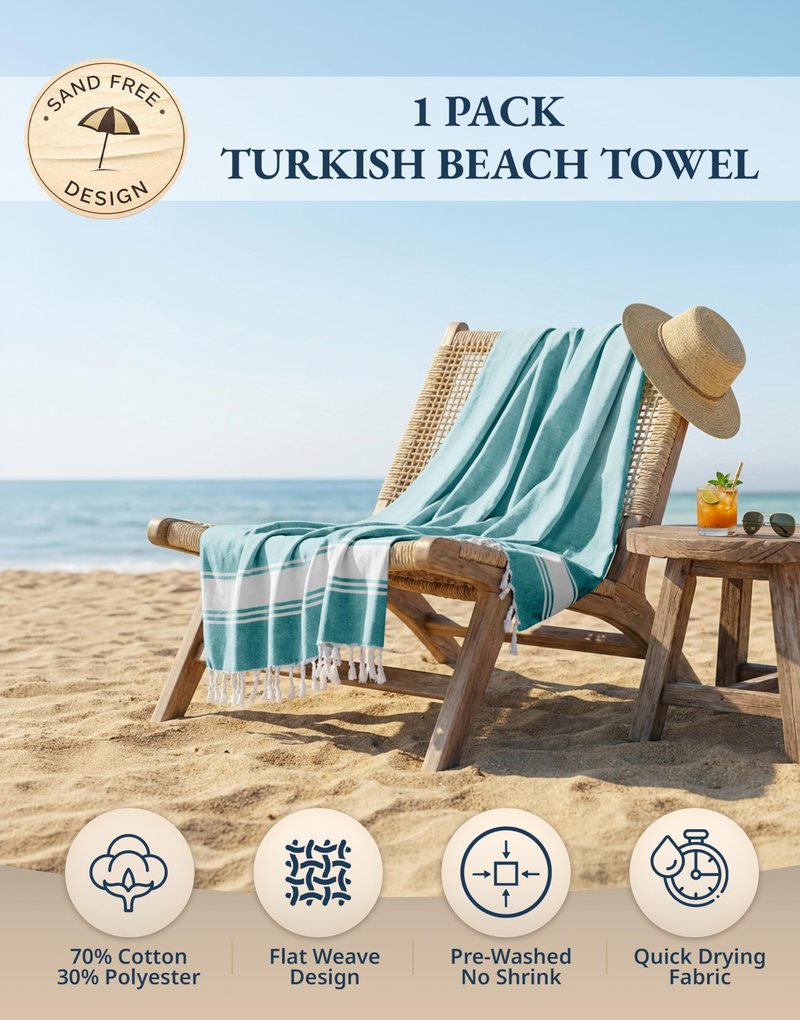 LANE LINEN Beach Towel - Beach Towels Oversized, Pre-Washed Large Beach Towels, Sandless Beach Towel, Quick Dry Travel Towel, Large Pool Towels, 39"x71" - Hunter Green