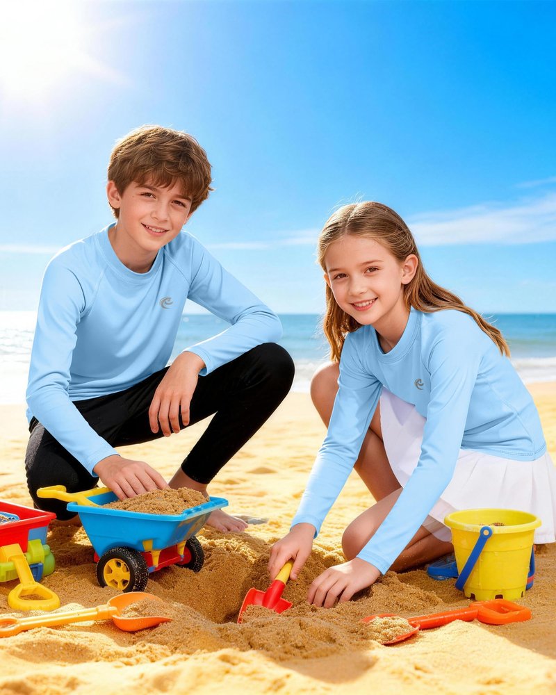 Boys UPF 50+ Swim Shirt Long Sleeve, 1 or 2 Pack UV Sun Protection Rash Guard, Youth Kids SPF Water Shirts for Beach Surf