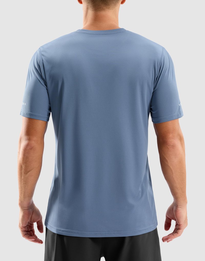 Men's Workout Breathable T-Shirts Dry Fit UPF 50+ Sun Shirts Quick Dry Cooling Tee for Athletic, Running, Hiking (Slate Blue, L)