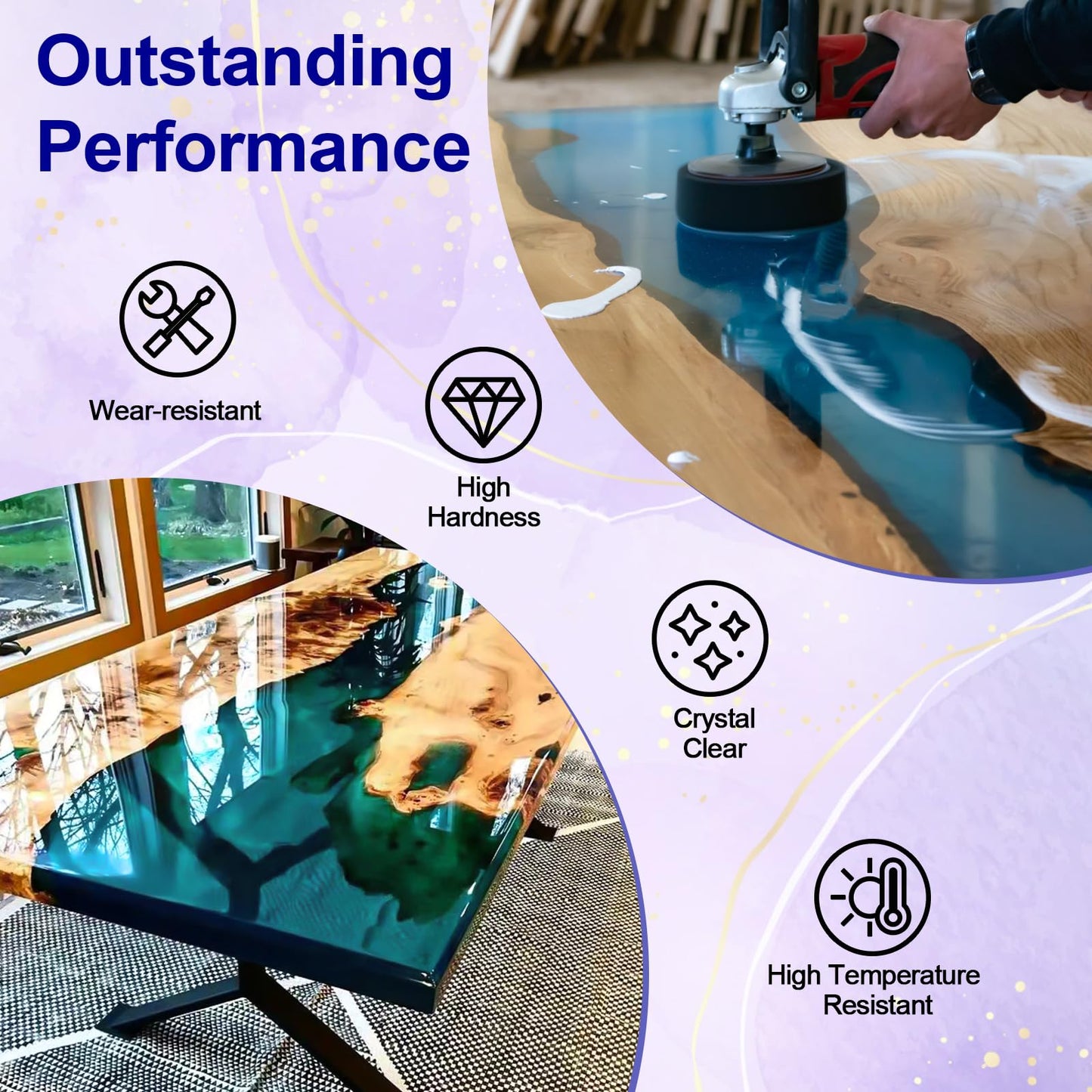 JANCHUN Crystal Clear Epoxy Resin Kit 16oz, Bubble-Free, Anti-Yellowing, Self Leveling Easy Mix 1:1 Coating and Casting Resin for Table Top, Molds, Tumbler Crafts, Painting, Jewelry, DIY Gifts