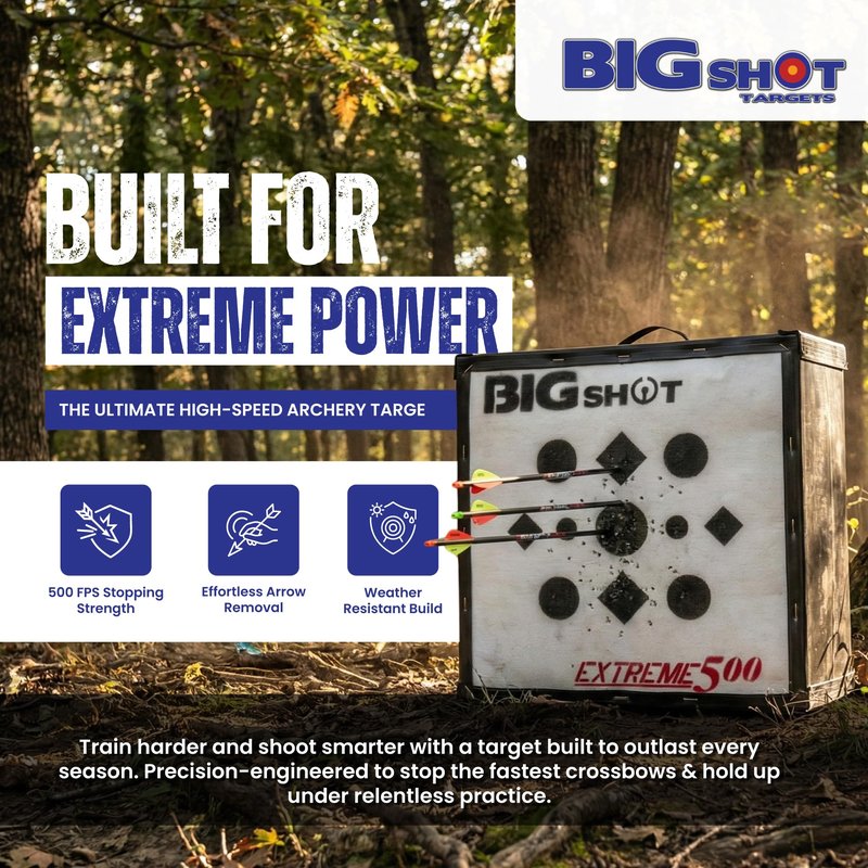BIGSHOT Iron Man Xtreme 500 FPS Archery Target – 24" High-Compression Field Point Block for Crossbow, Compound & Airbow Practice Outdoors – Easy Arrow Removal, All-Weather Frame, High-Density Target