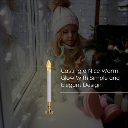 TUDAK Electric Christmas Window Candle Lamp - 6-Pack | Brass-Plated Base with LED Bulbs | Dusk-to-Dawn Auto Sensor | Turns On in Dark, Off in Light | Ready to Use!