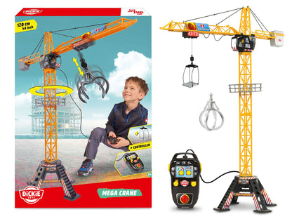 Dickie Toys Remote Control Crane Toy | Rotating Cabin with Working Winch & 250-degree Movement | Extensive Accessories | Height 120cm | Ages 3+