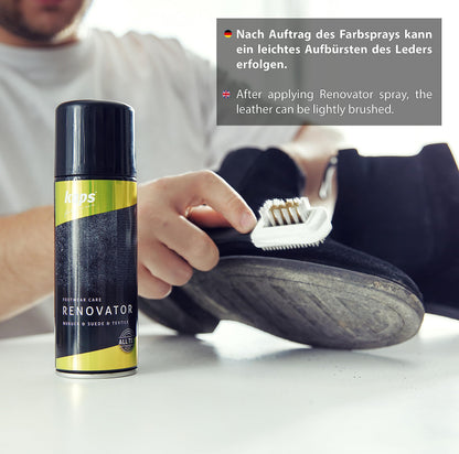 Kaps Renovator, Shoe Spray for Nubuck and Suede, Shoe Care Product for Reviving and Redyeing Nubuck, Suede and Fabric Shoes, 200 ml (118 - Black)