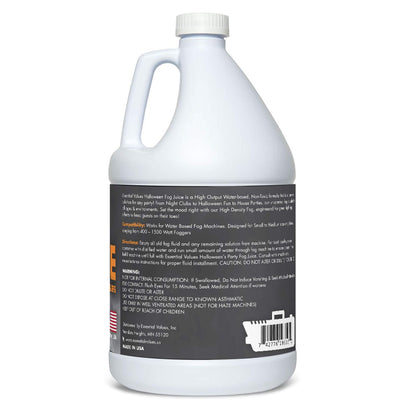ESSENTIAL VALUES Smoke Fog Machine Liquid, Party Fog Juice - High Density - 128 Fl Oz/1 Gal - Produces Lasting High Density Haze for Water Based Foggers, Perfect for 400W-1500W Machines, Made in USA