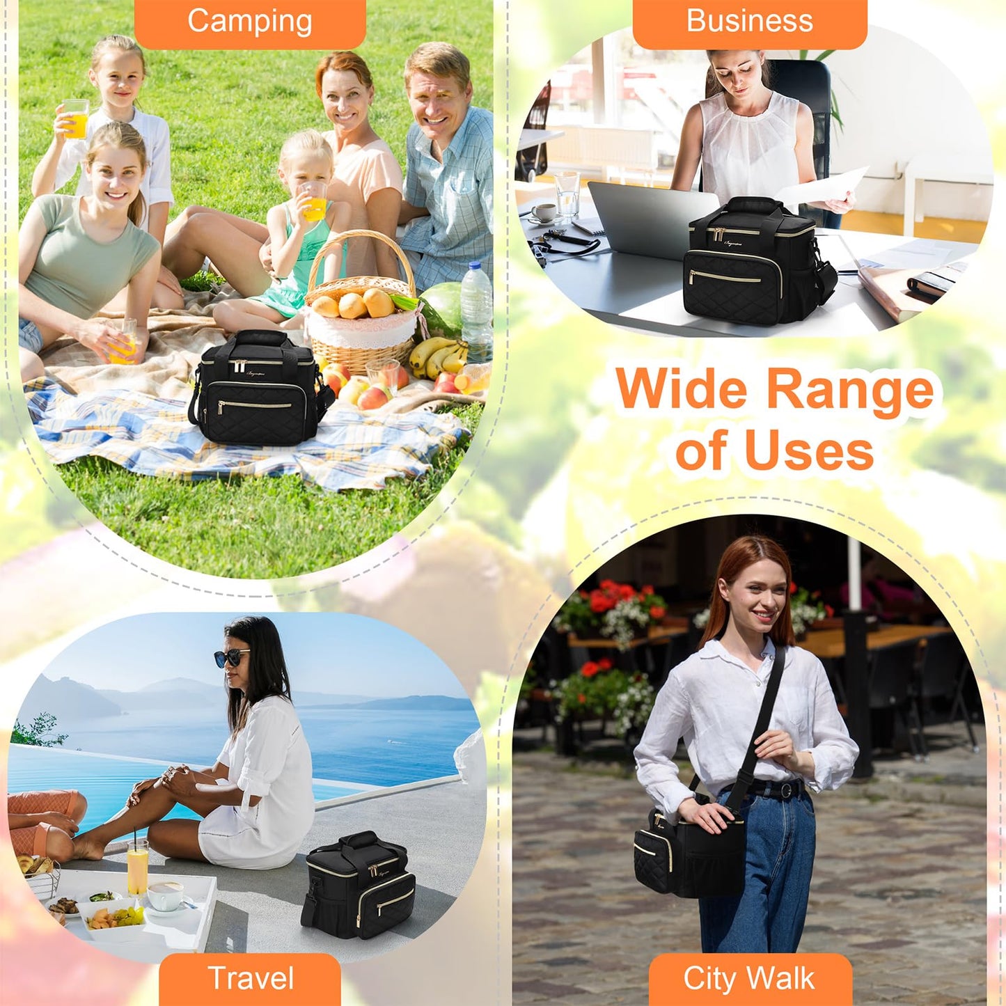 Lunch Bag Women,Insulated Lunch Box Teen Girls Leakproof Lunch Tote Reusable Cooler Bag for Adult School Work Office Picnic Hiking Beach City Walk
