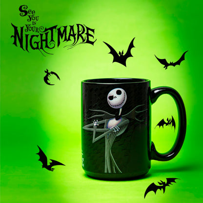 Zak Designs Disney Tim Burton The Nightmare Before Christmas Unique Color Change Ceramic Coffee Mug for Hot Drinks, Collectible Keepsake (15 oz, Jack Skellington)