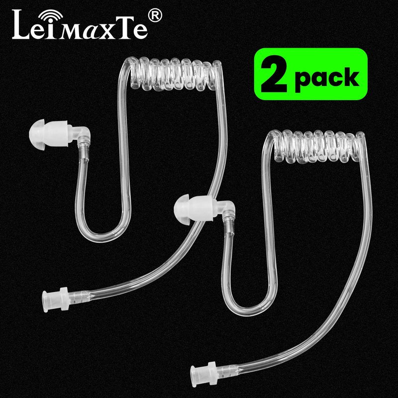 LEIMAXTE Acoustic Tube Earpiece Coil Tubes Replacement for Two Way Radio Headsets FBI Style Motorola Kenwood Walkie Talkie Earpieces with 2X Radio Earbuds (2 PCS)