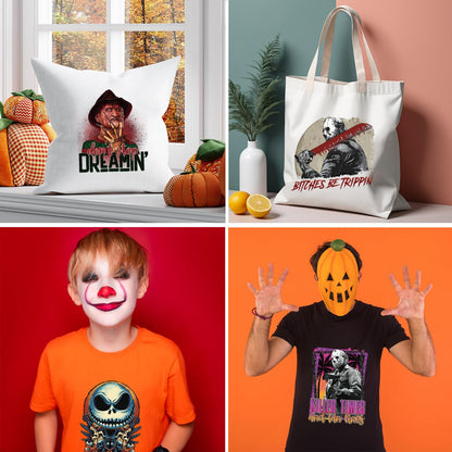 SUMELAY 10 Sheets Halloween Iron on Patches, Heat Transfer Vinyl, Iron on Decals, Horror Movie Characters Sticker for T-Shirt Clothes Bag Pillow Covers DIY Decorations