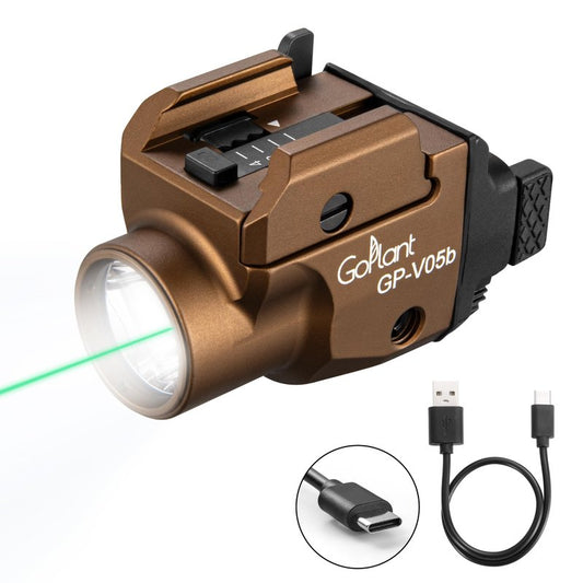 1500 Lumens Aircraft-Grade Aluminum Compact Pistol Flashlight, Picatinny Flashlights Laser Weapon Light, Subcompact Tactical Pistol Lights,Green Laser Light Combo For Handgun, Rechargeable Gun Laser
