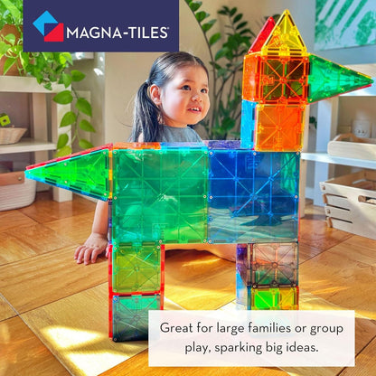 MAGNA-TILES Classic 100-Piece Magnetic Construction Set, The ORIGINAL Magnetic Building Brand, Rainbow