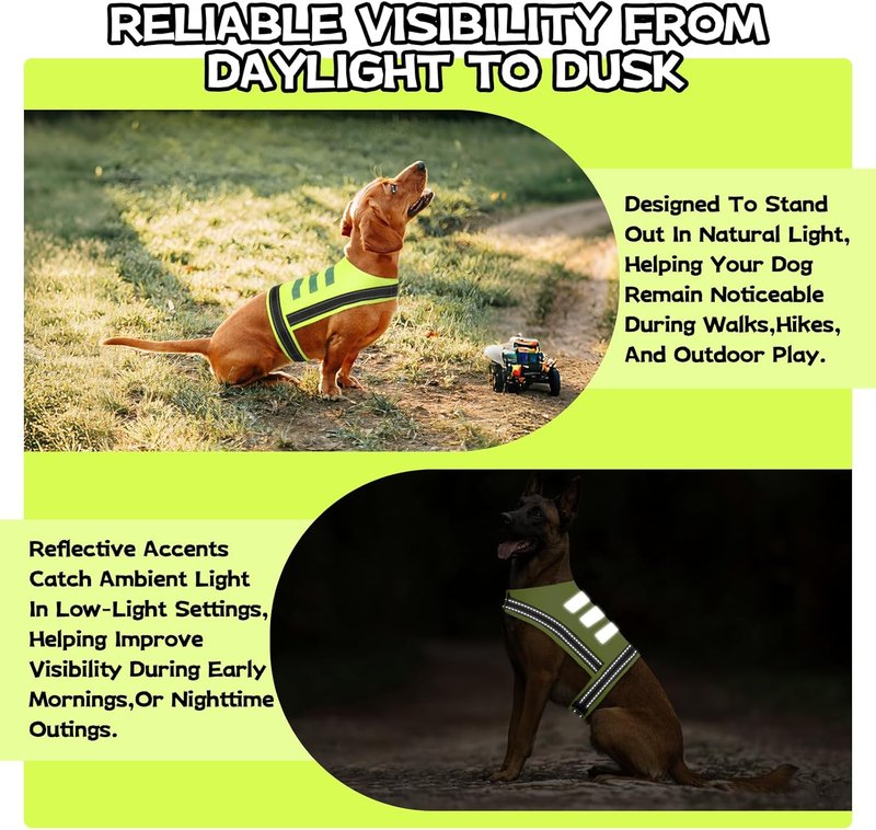High-Visibility Dog Reflective Vest - Lightweight Adjustable Safety Gear for Night Walking | Perfect for Hunting & Outdoor Use