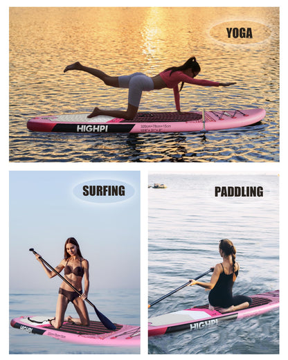 Highpi 10'6'' Inflatable Stand Up Paddle Board for Youth and Adults – Wide Sup with Premium Accessories, Blow Up Paddleboard for Surfing, Fishing, Yoga & More