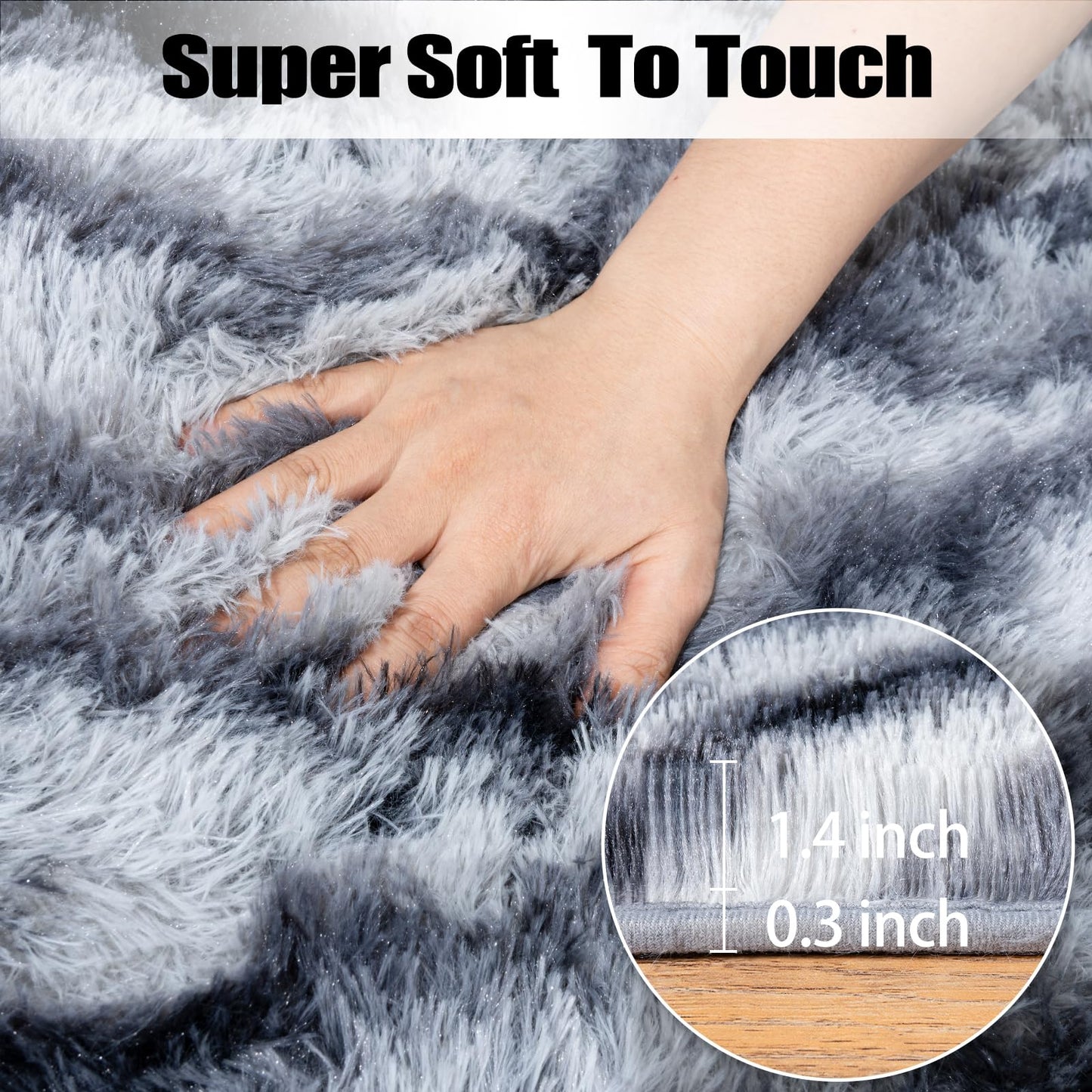 qulint Zebra Rug for Living Room, 8x10 Area Rug for Bedroom Soft Shaggy Animal Large Carpet, Plush Striped Ombre Alfombras for Dorm Room Nursery Classroom Home Decor Aesthetic (8ft x 10ft, Zebra)
