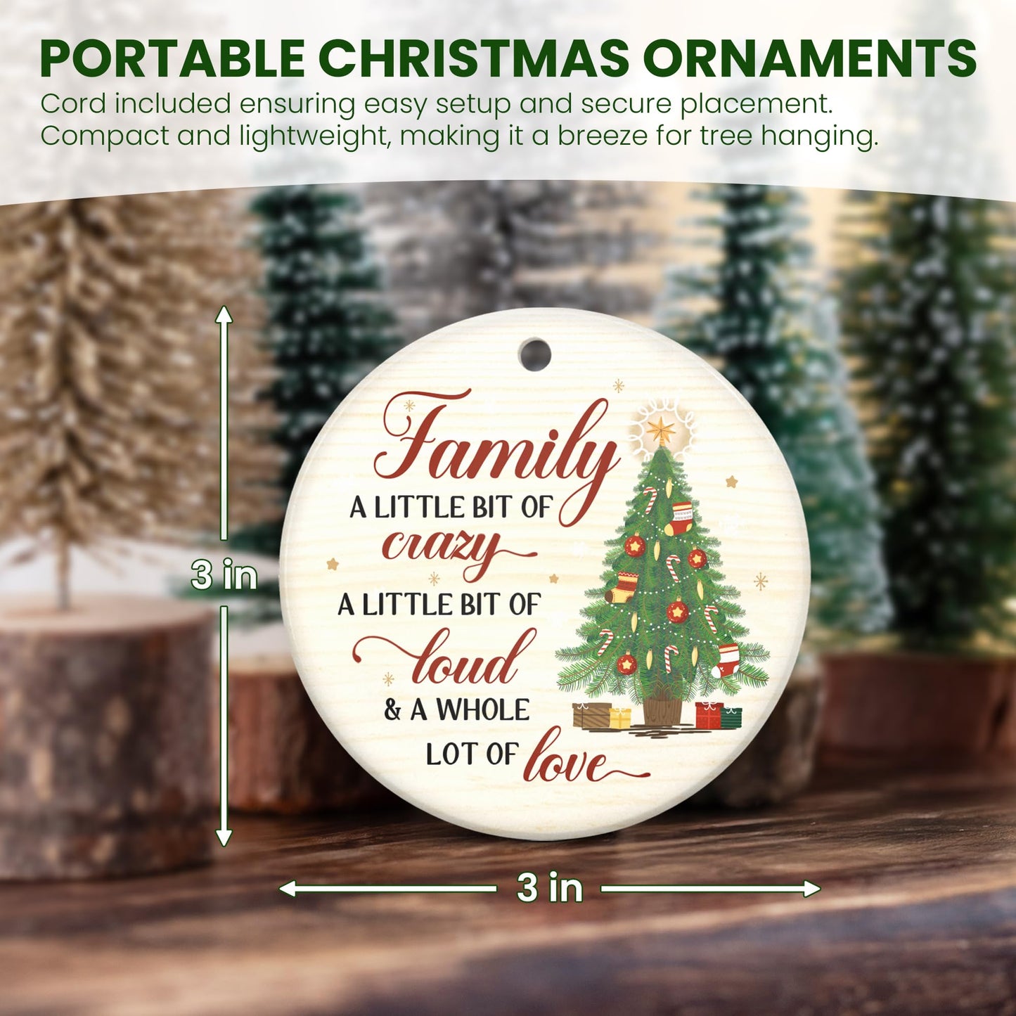 WRAPIX Christmas Ornament Gifts for Women Men - Ceramic Christmas Ornaments 2025 with Card for Tree Decorations - Family Birthday Stocking Stuffers Gifts for Mom Dad, Sister Brother, Grandma Grandpa