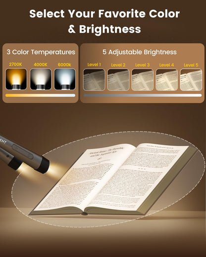 Glocusent Neck Light, 1600mAh Rechargeable Reading Light - 3 Colors & 5 Stepless Brightness, Book Light with a Lock, Timer & Sleep Aid, Ergonomic Design, Perfect for Reading, Knitting & Craft