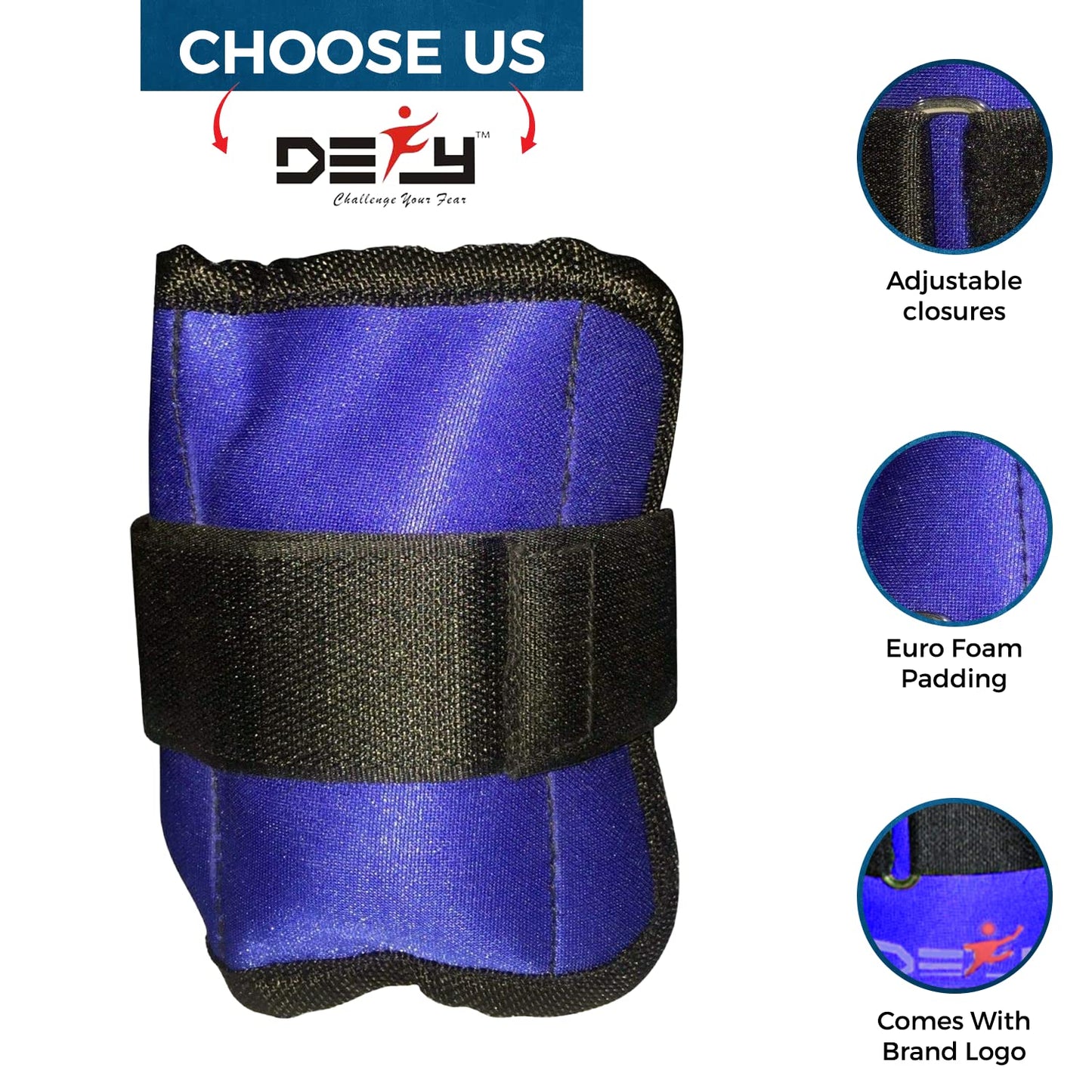 DEFY 1 Pair Ankle Weights Adjustable Straps for Women Men Kids, Wrist Weights Sets for Gym, Fitness Workout, Running, Lifting Leg Weights