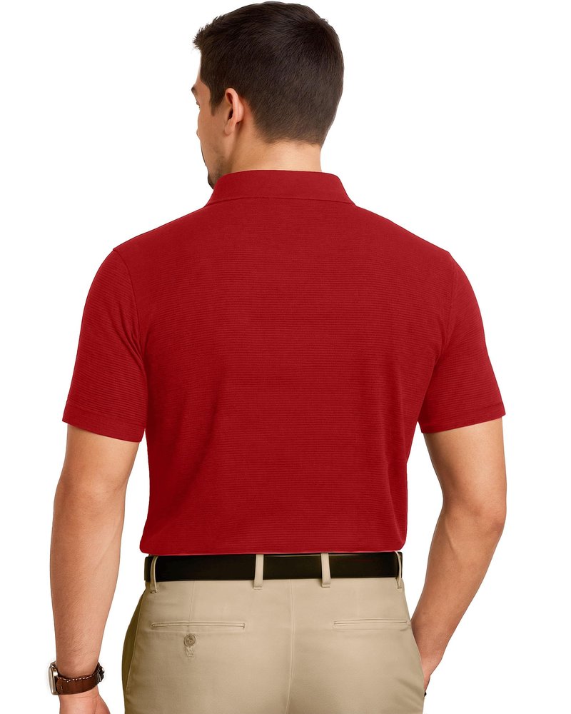 NY Threads Men's Golf Polo Shirt UPF 70+ Regular Fit Moisture Wicking Quick Dry Performance Short Sleeves Polo, Large, Red
