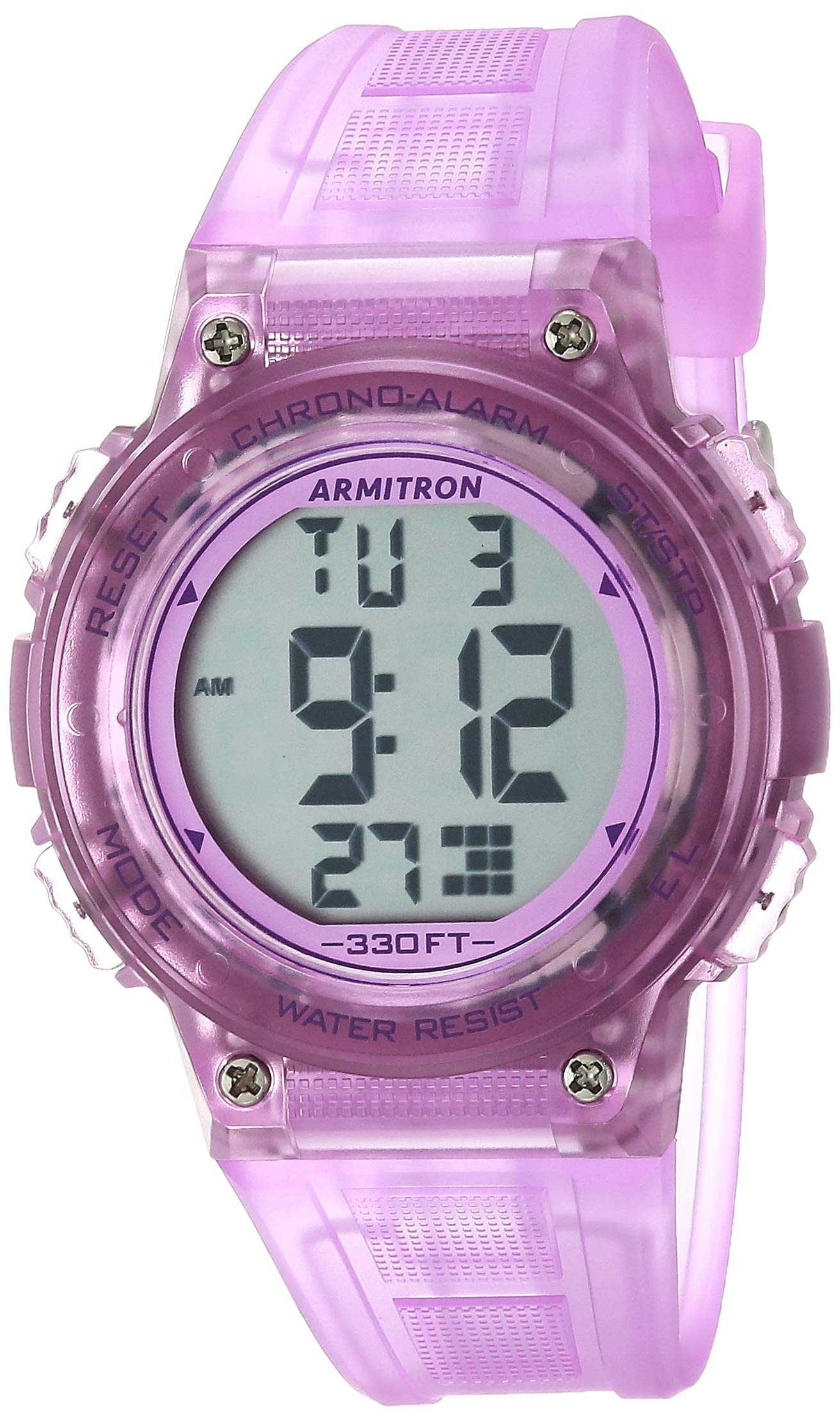 Armitron Sport Women's 45/7086TPR Digital Chronograph Translucent Purple Resin Strap Watch