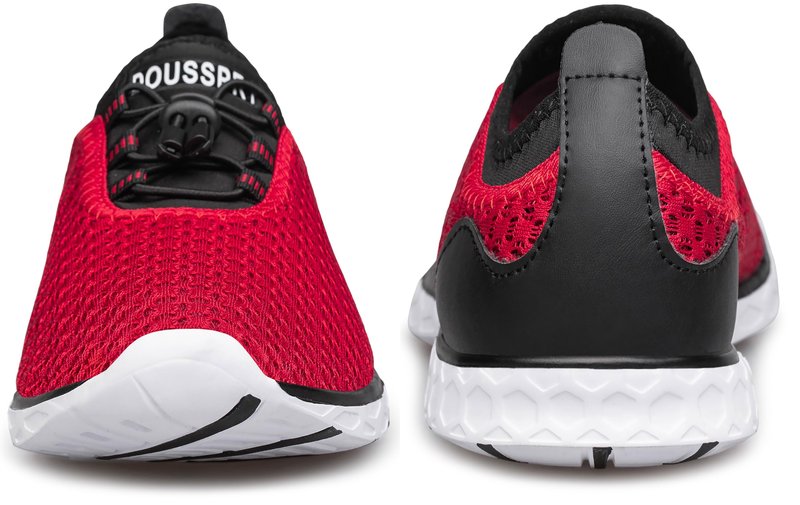 DOUSSPRT Men's Water Shoes Quick Drying Sports Aqua Shoes Redwhite Size 7